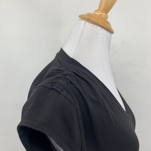Athleta T Shirt Womens XS Extra Small Black Outbound V Neck Ruched Side Stretch - Picture 4 of 13